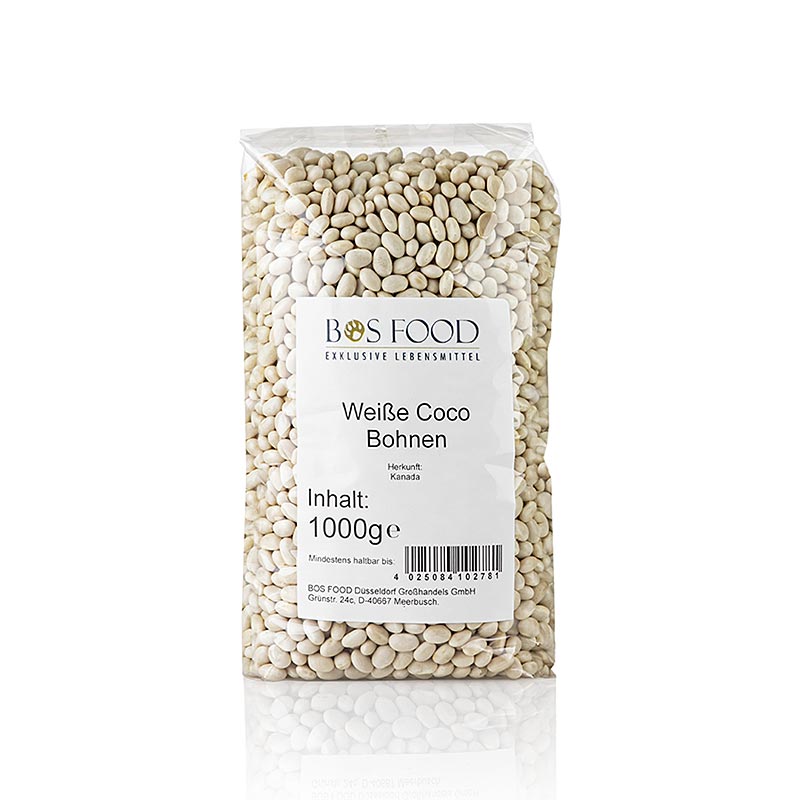 Coco-bønner, hvide og meget små, tørrede, 1 kg