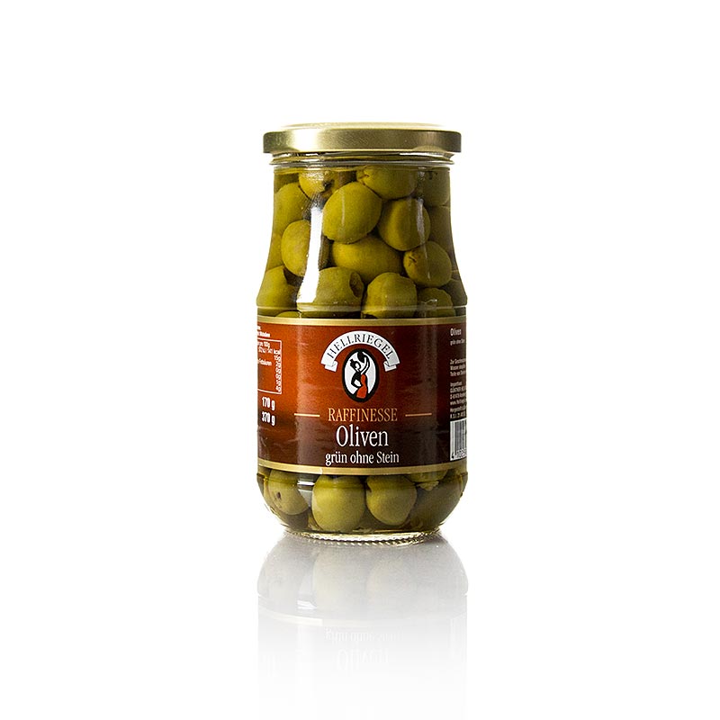 Grønne oliven, uden sten, i lage, 370 g
