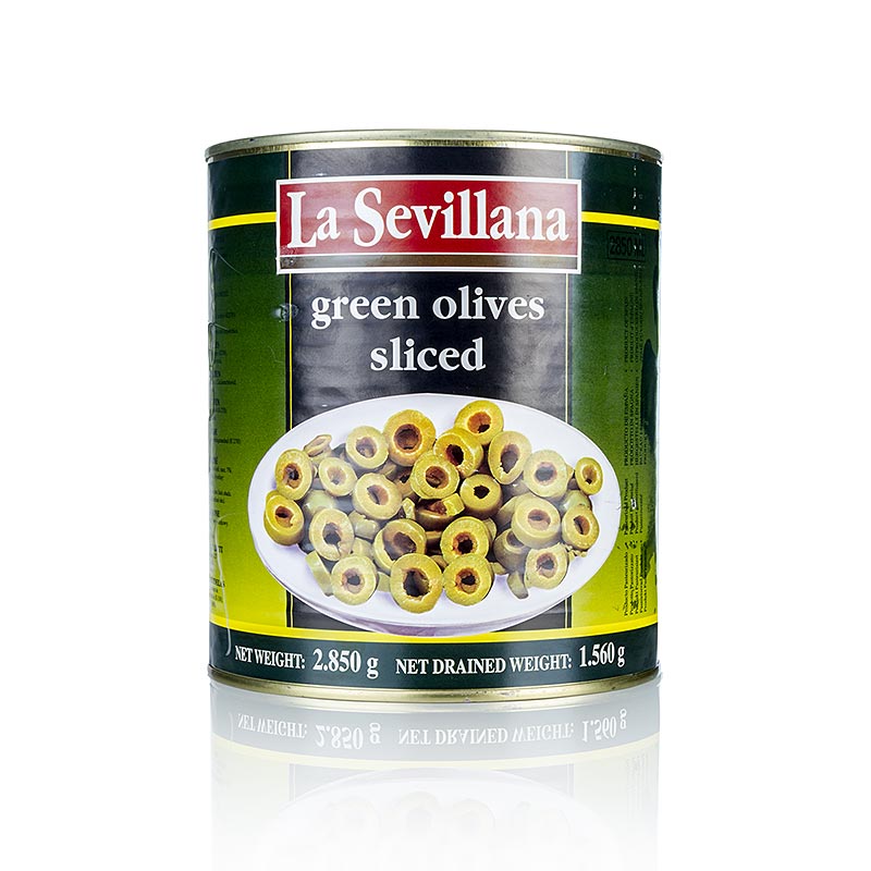 Grønne oliven, i skiver, i lage, 3 kg