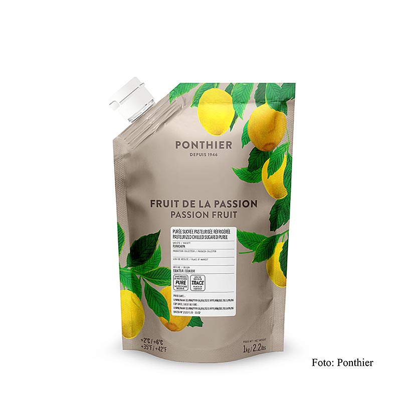 Ponthier Passionsfrugt/Maracuja-puré, med sukker, 1 kg