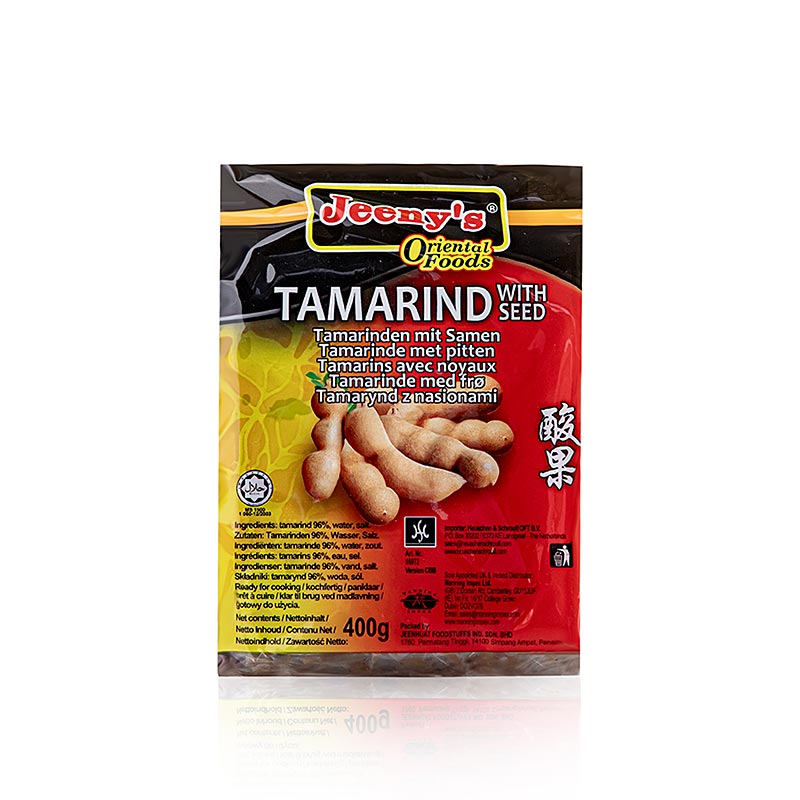 Tamarind, blok med kerner, ren tamarind til videreforarbejdning, 400 g