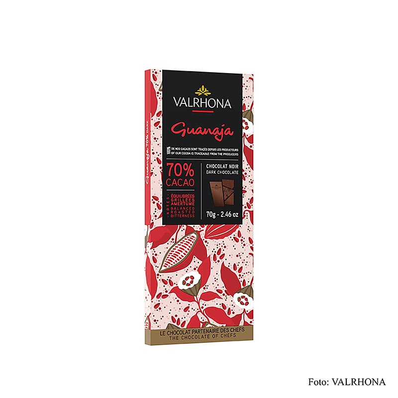 Valrhona Guanaja - mørk chokolade, med kakaonibs, 70 % kakao, 70 g