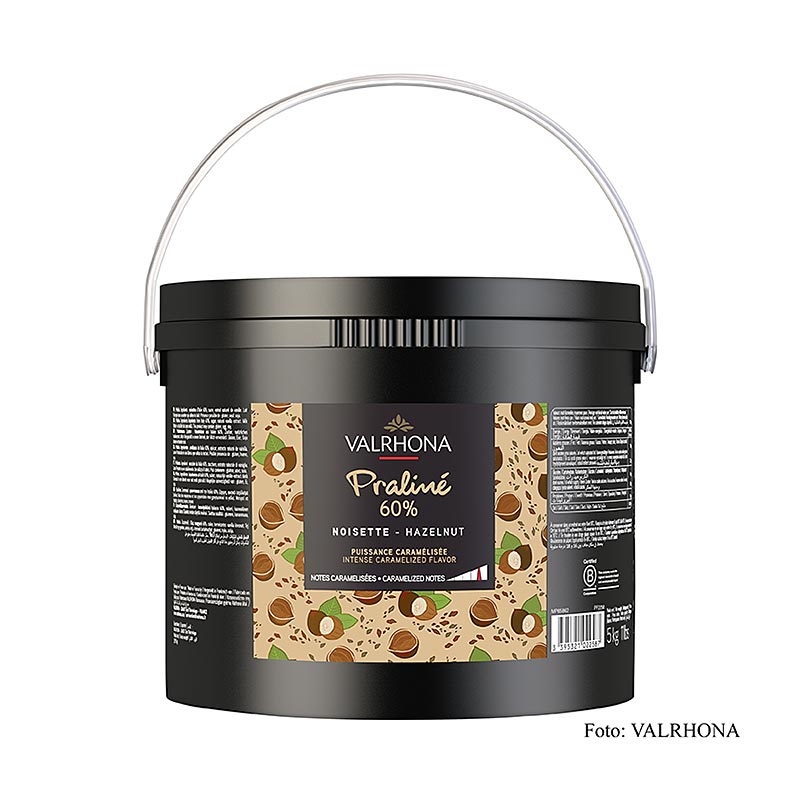 Fin pralinémasse, 60 % hasselnødder, intense nødde- og kraftige karamellnoter, 5 kg