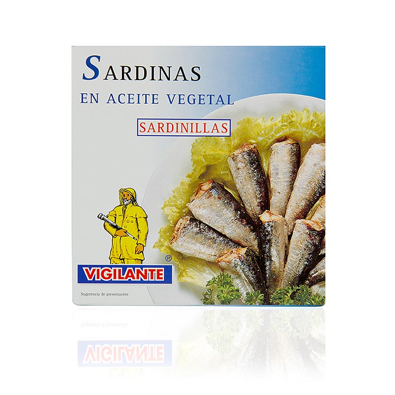 Sardiner, hele, med skind og ben, i vegetabilsk olie, 275 g