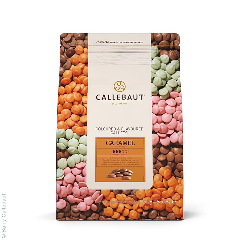 Aromatiseret dekorationsmasse – karamel, callets, 2,5 kg