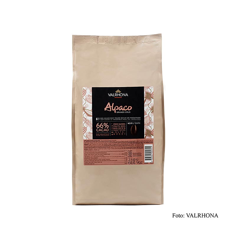 Valrhona Alpaco "Grand Cru", mørk couverture, callets, 66 % kakao, Ecuador, 3 kg