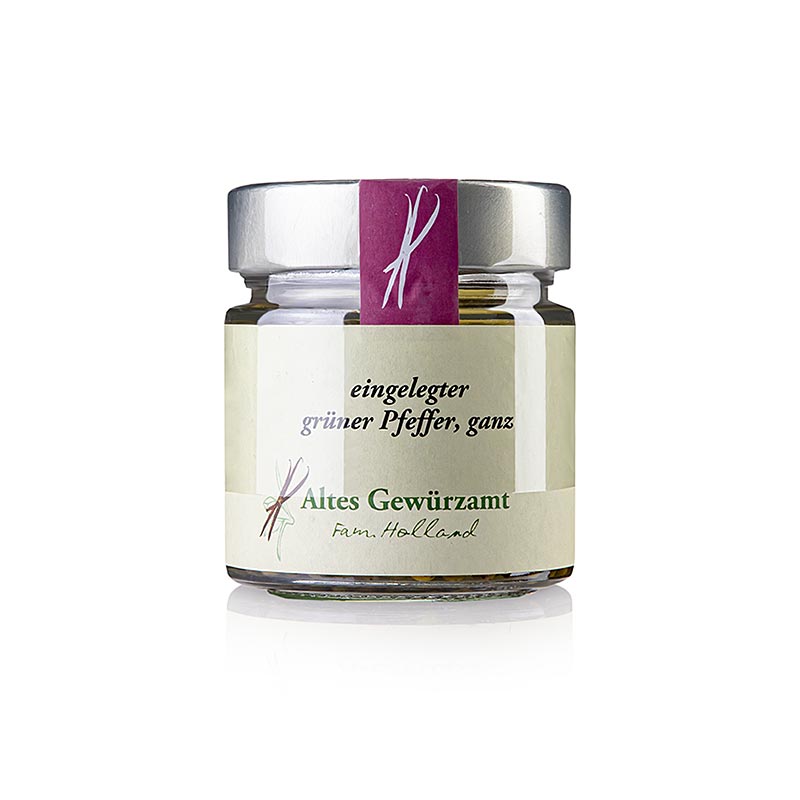 Grøn peber, i rødvin- og kokoseddike, fra Indien, Altes Gewürzamt, 200 g