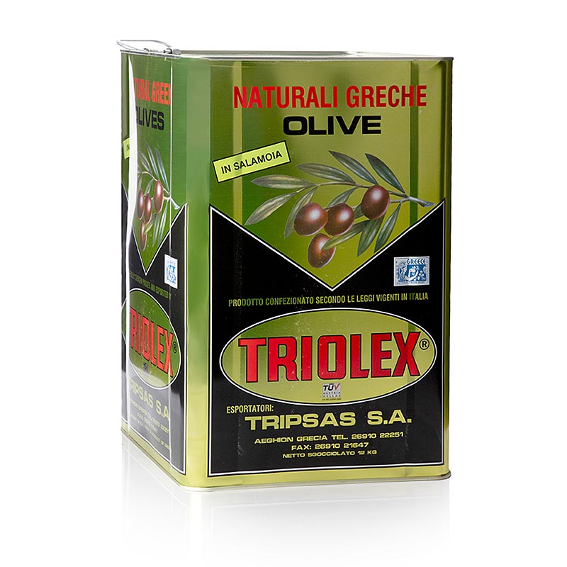 Sorte oliven, uden sten, Kalamata-oliven, i lage, 18,5 kg