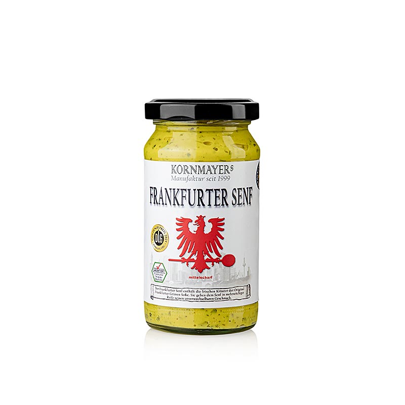 Kornmayer – Frankfurter sennep, medium stærk, med grøn sovs og urter, 210 ml
