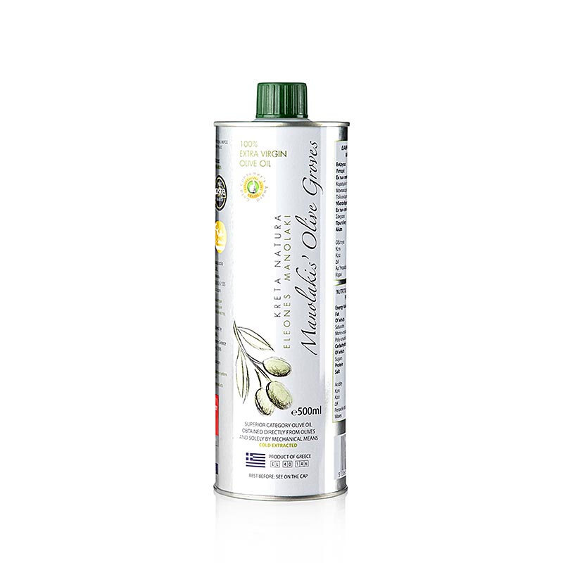 Ekstra jomfruolivenolie, Manolakis Groves, fra Koroneiki-oliven, Kreta, 500 ml