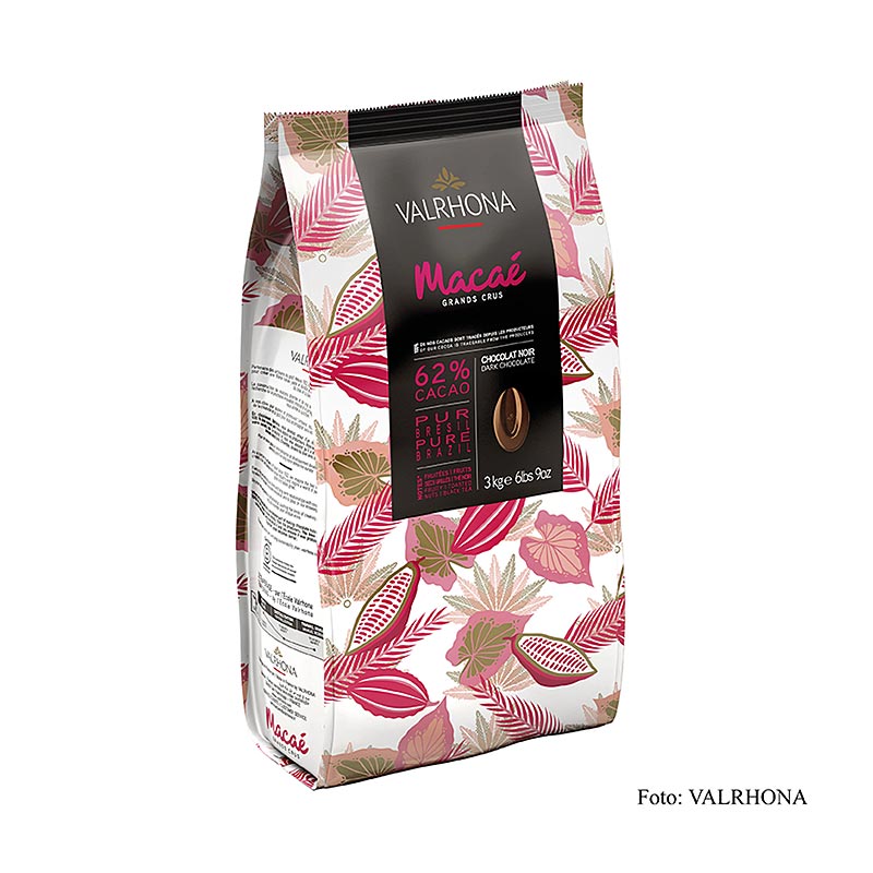 Valrhona Macae "Grand Cru", mørk couverture, callets, 62 % kakao, Brasilien, 3 kg