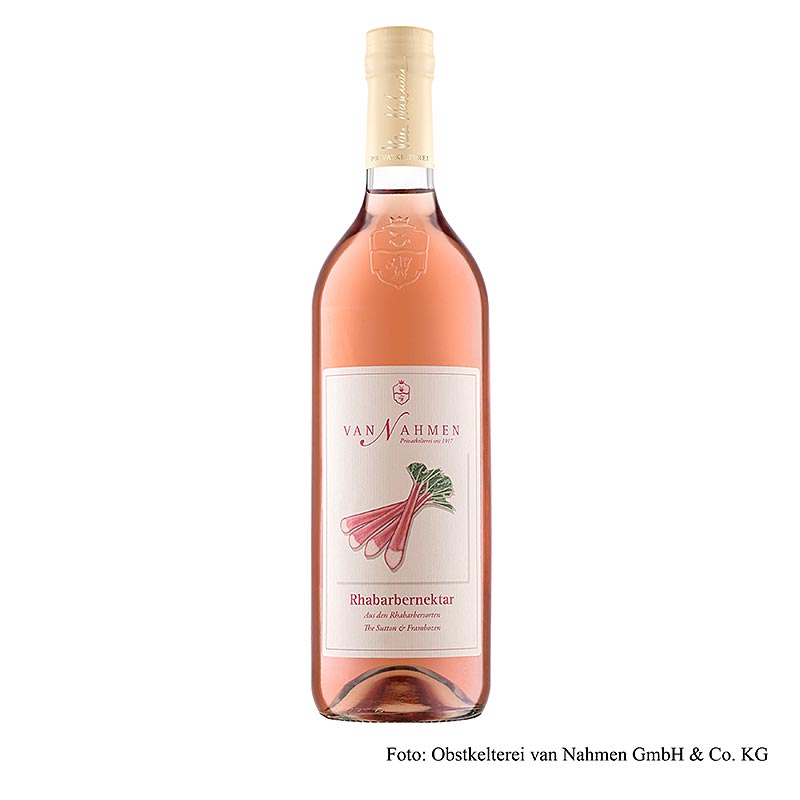 van Nahmen - hindbær-rabarbernektar, 70 % friskpresset saft, 750 ml