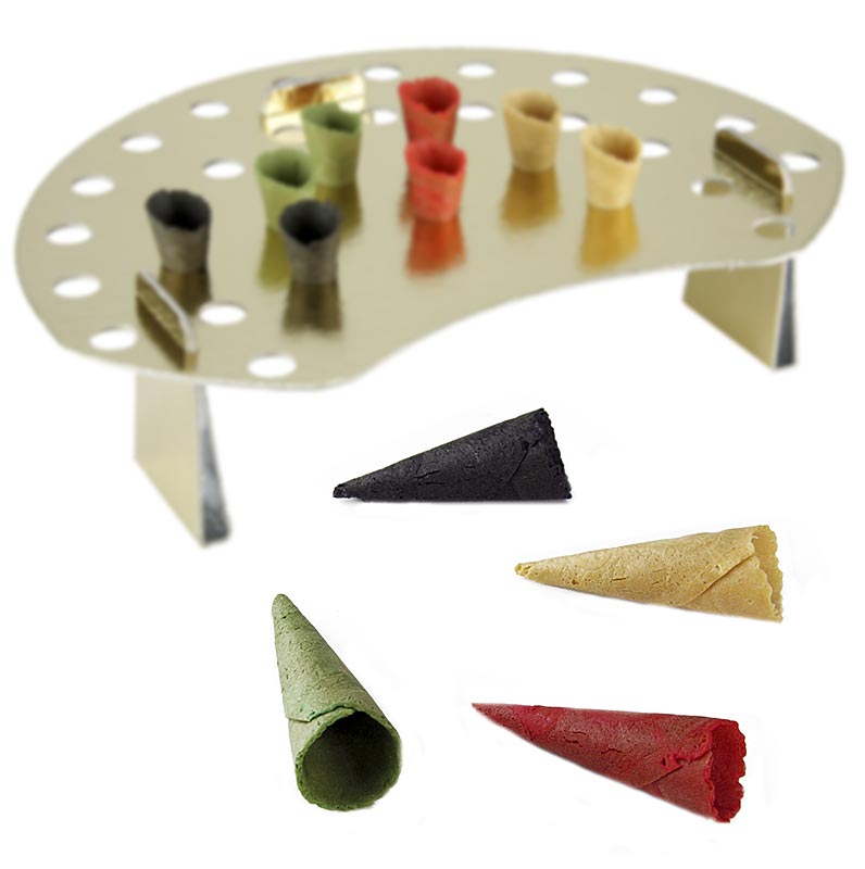 Mini-horn Basic, neutral, rød, grøn, sort, ø 2,5x7,5 cm, med vaffelholder, 1,1 k