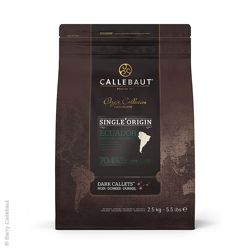 Origine Ecuador, mørk couverture, callets, 70,4 % kakao, 2,5 kg