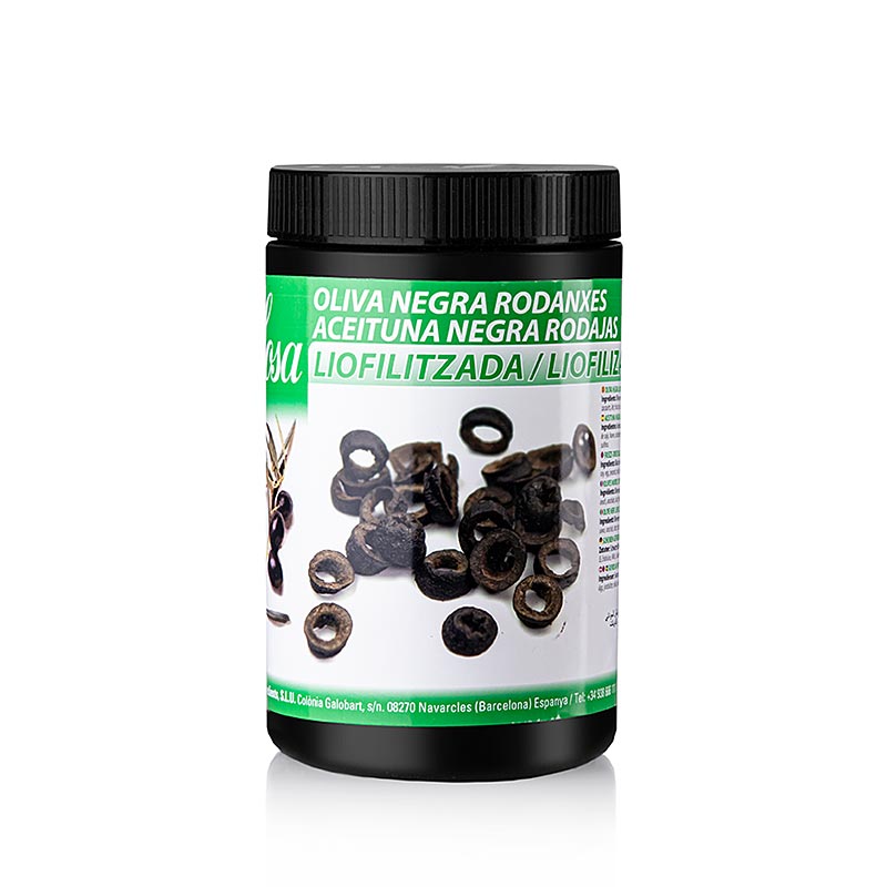 Sosa frysetørrede oliven, sorte, skåret i skiver (38114), 75 g