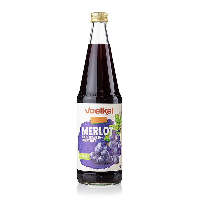 Voelkel - Merlot druesaft, mørk, 100 % direktepresset saft, økologisk, 700 ml