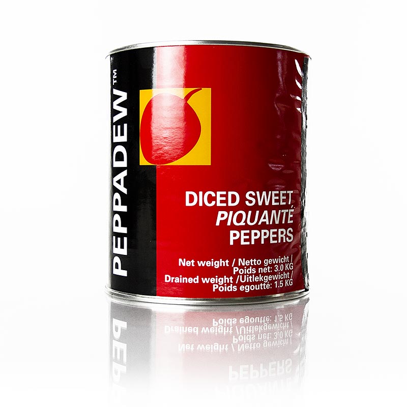 Pepperdew kirsebærpaprika, tern, sød-krydret syltet, 3 kg