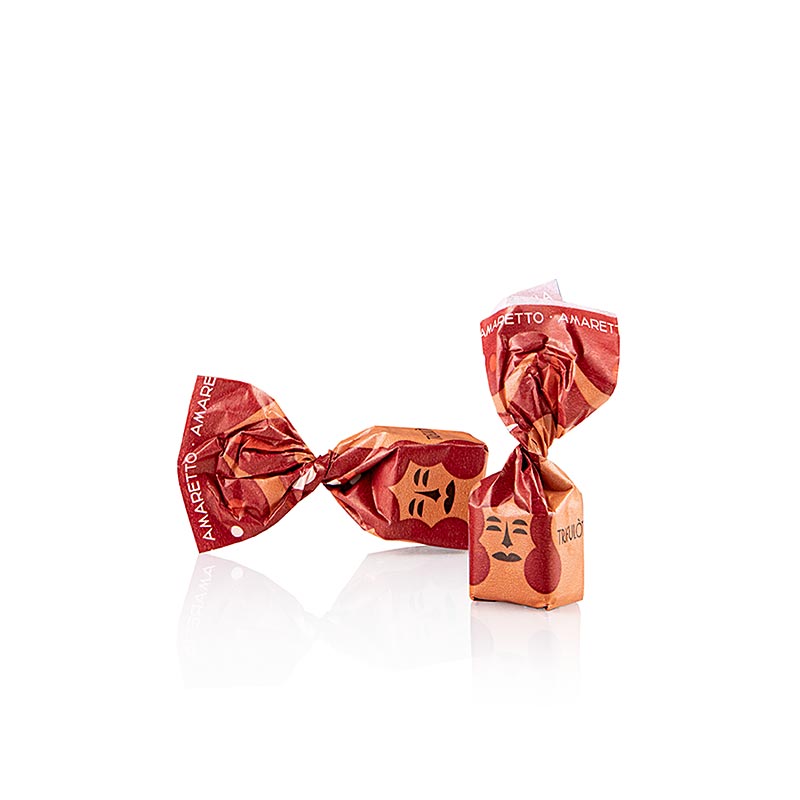 Mini-trøffelpraliner "trifulòt", Amaretto, med mandler, lyserøde, ca. 7 g, 1 kg