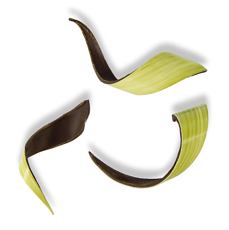 Dekorationsplader "Twist Green", grøn overflade, mørk chokolade, 20x80 mm, 130 g