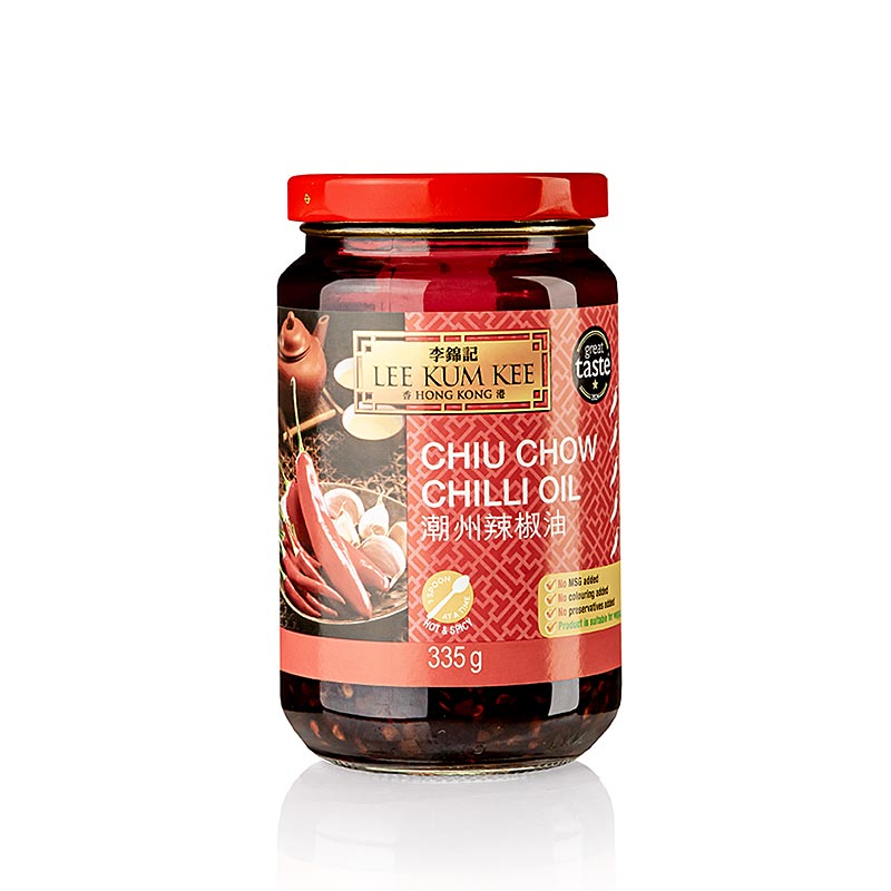 Chiliolie "Chiu Chow", smagstilsat med sojasovs og hvidløg, Lee Kum Kee, 335 g