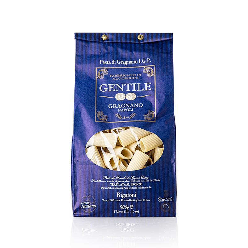 Pastificio Gentile Gragnano IGP - Rigatoni, bronzeformet, 500 g