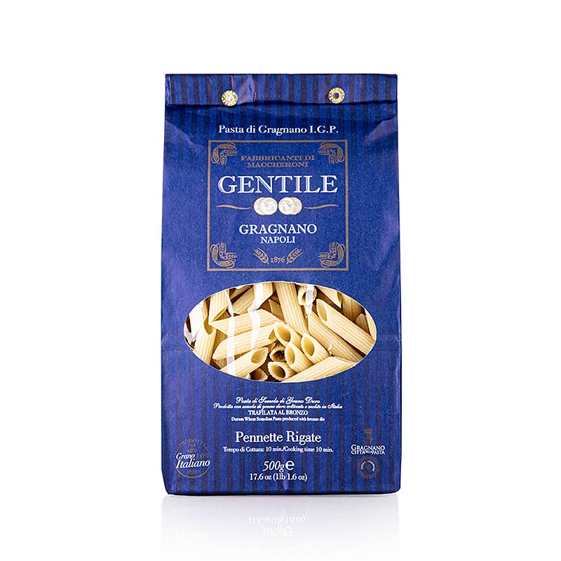 Pastificio Gentile Gragnano IGP - Pennette rigate, bronzeformet, 500 g