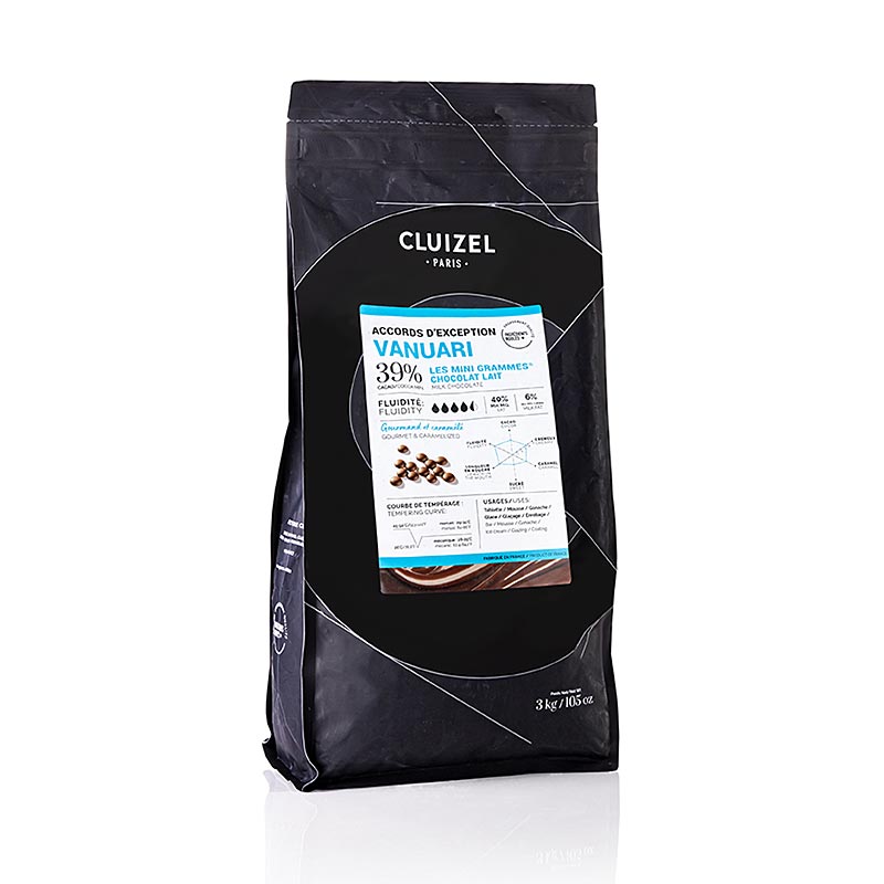 Vanuari 39 %, mælkechokolade, Grandes Teneurs, callets, Michel Cluizel, 3 kg