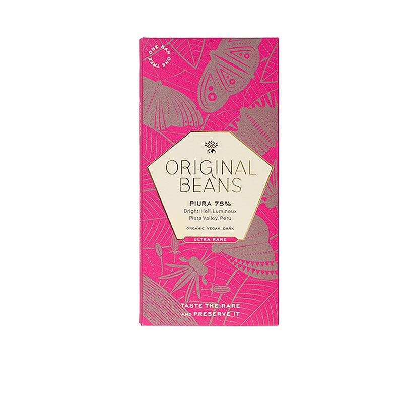 Piura Porcelana Peru, 75 % mørk chokoladeplade, Original Beans, økologisk, 70 g