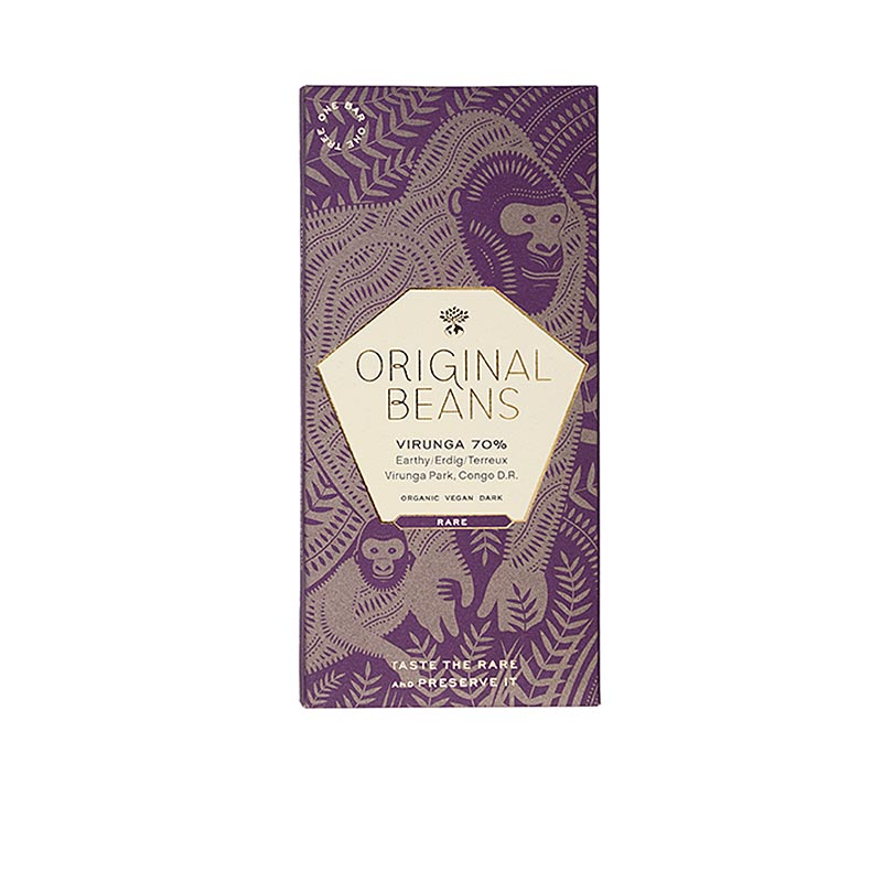 Cru Virunga Kongo, 70 % mørk chokoladebar, Original Beans, økologisk, 70 g