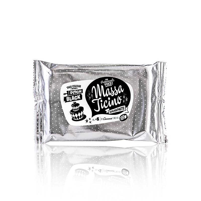 Massa Ticino – kagepyntemasse, Pitch Black, vegansk, AZO-fri, 250 g