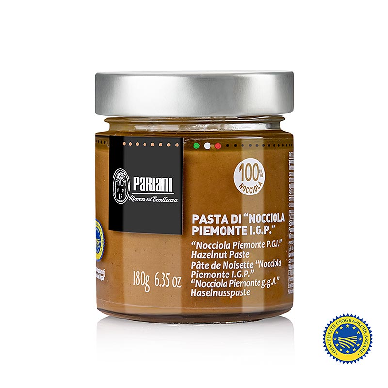 Hasselnøddepasta, 100 % piemontesiske hasselnødder, g.g.A., Pariani, 180 g