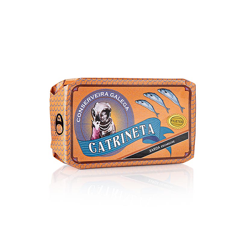 Makrelfileter (xarda en escabeche), hele, i escabeche-sauce, Catrineta, 120 g