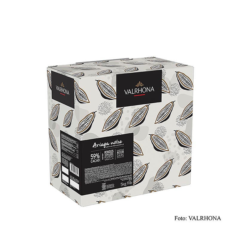 Valrhona Ariaga Noire, mørk couverture, callets, 59 % kakao, 5 kg