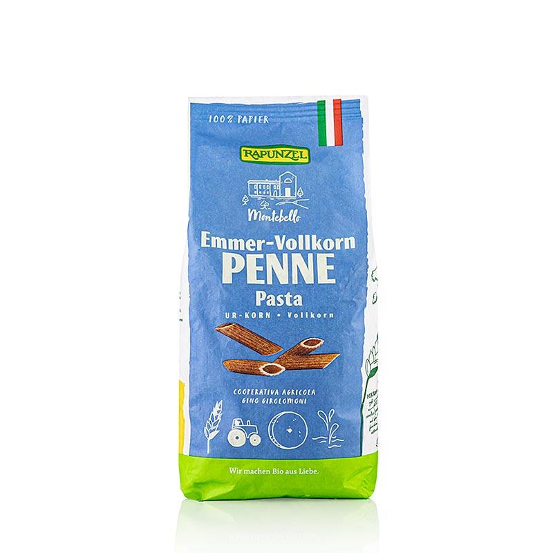 Rapunzel, emmer-pasta – penne, fuldkorn, økologisk, 500 g