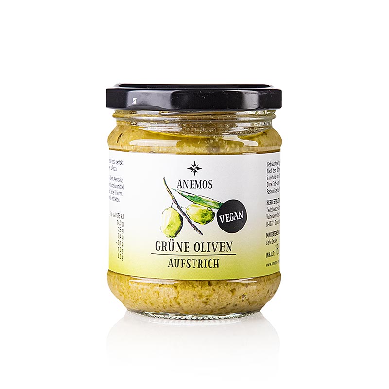 Olivenpasta – tapenade, grøn, af Chalkediki-oliven, ANEMOS, 180 g