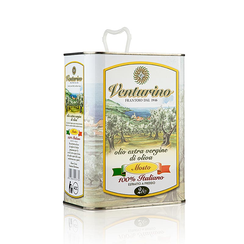 Ekstra jomfruolivenolie, Venturino "Mosto", 100 % italienske oliven, 2 l