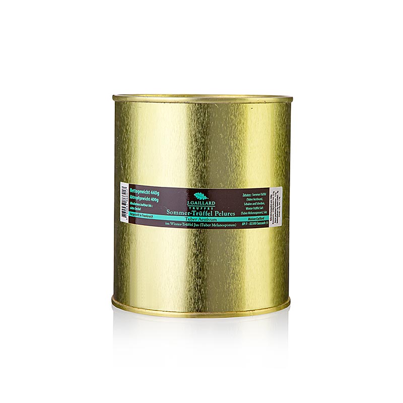 Sommertrøfler Pelures, trøffelskaller/-skiver, i vintertrøffelsaft, Gaillard, 440 g