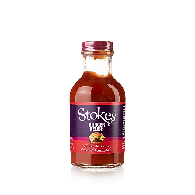Stokes Burger Relish, rød peber & tomatsalsa, 265 ml