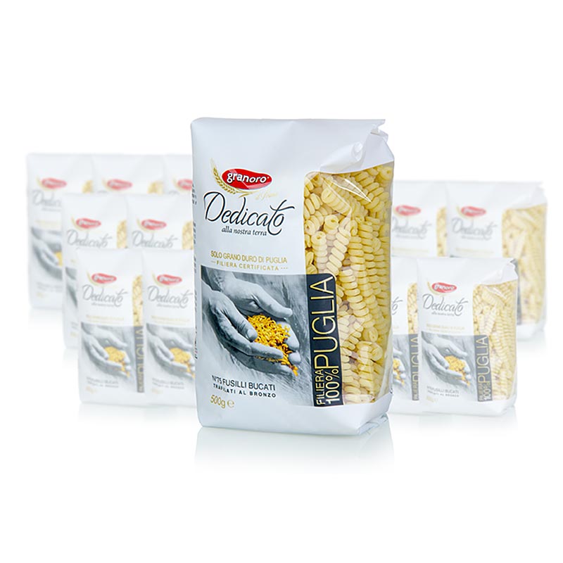Granoro Dedicato – Fusilli Bucati, spiralnudler, nr. 75, 10 kg, 20 x 500 g