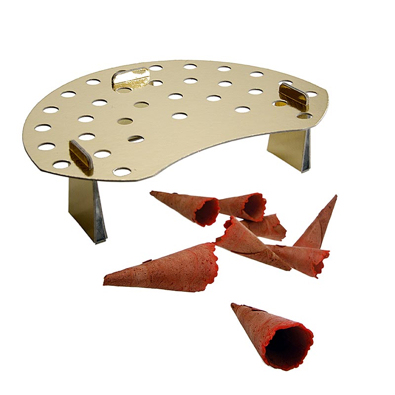 Mini-horn Basic, neutral, rød, ø 2,5x7,5 cm, med vaffelholder, 988 g, 260 stk