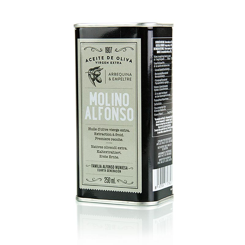 Ekstra jomfruolivenolie, Molino Alfonso, Arbequina & Empreltre, Spanien, 250 ml