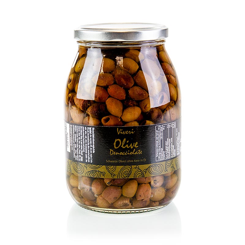 Sorte oliven, uden sten, Leccino (Denocciolate), Viveri, 950 g