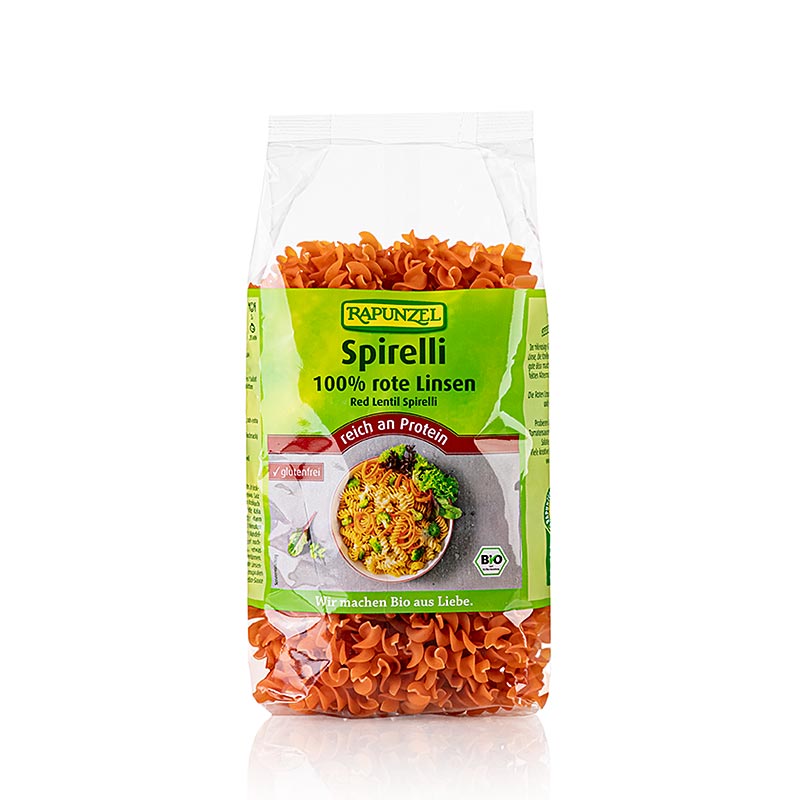 Rapunzel, linse-nudler – Spirelli af røde linser, økologisk, 300 g