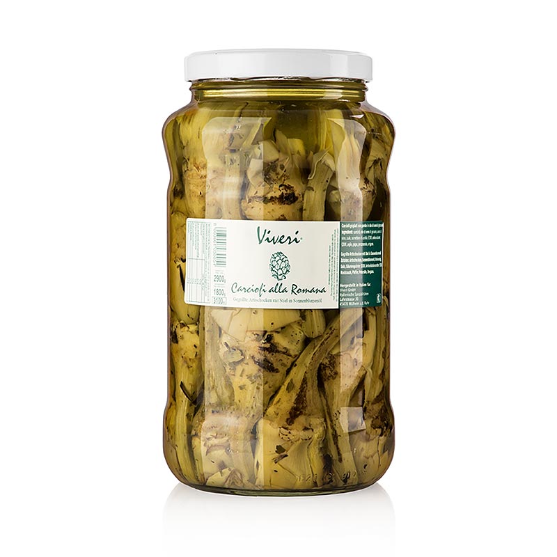 Syltede artiskokker Romana, med stilk, grillede, i olie, Viveri, 2,9 kg