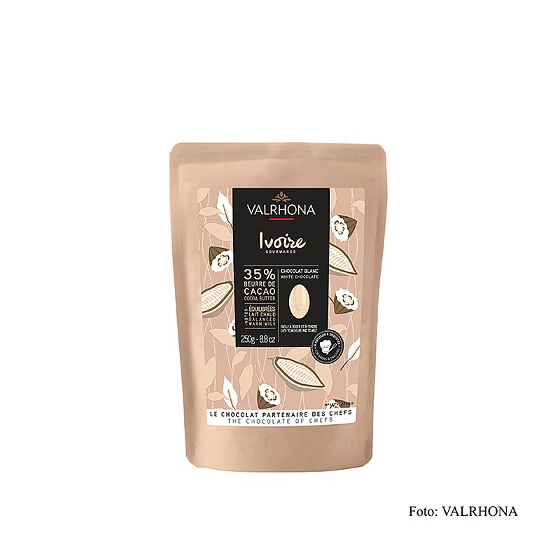 Valrhona Ivoire, hvid couverture, callets, 35 % kakaosmør, 250 g