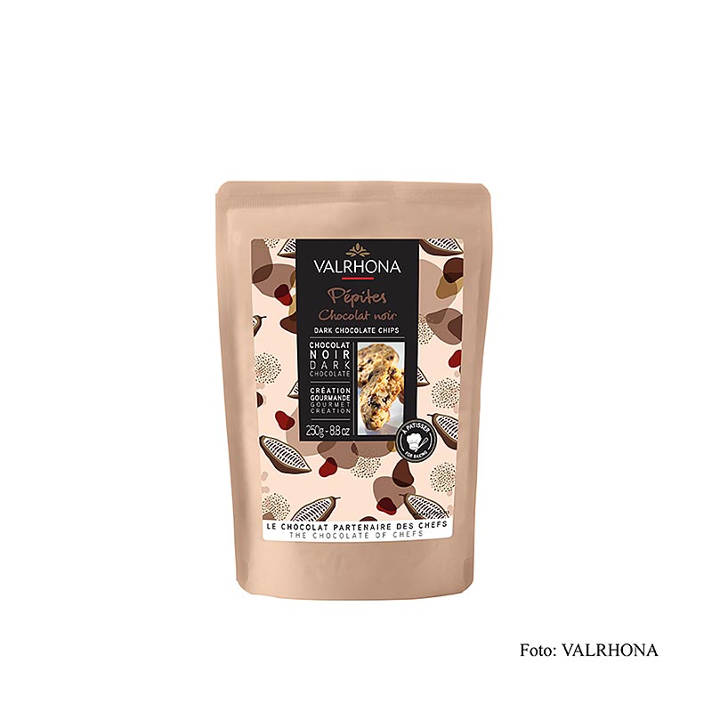 Valrhona Pépites noire, chokoladedråber, mørk, bagefast (31841), 250 g