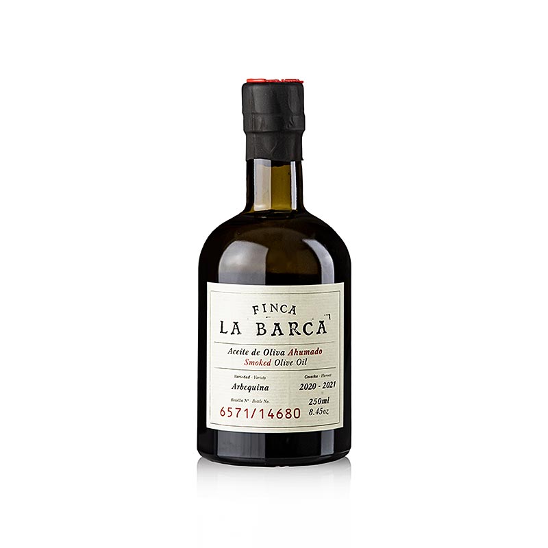 Røget olivenolie, 100 % Arbequina, Finca La Barca, 250 ml