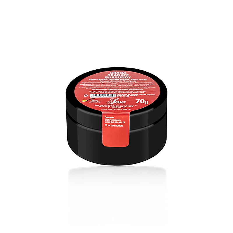 Sosa fødevarefarve granat/burgunderrød pulver, vandopløselig (39433), 70 g