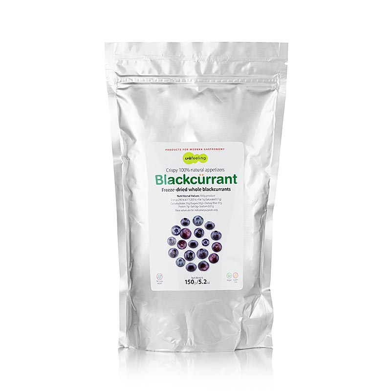TÖUFOOD LYOFËELING BLACKCÜRRANT, frysetørrede solbær, hele, 150 g
