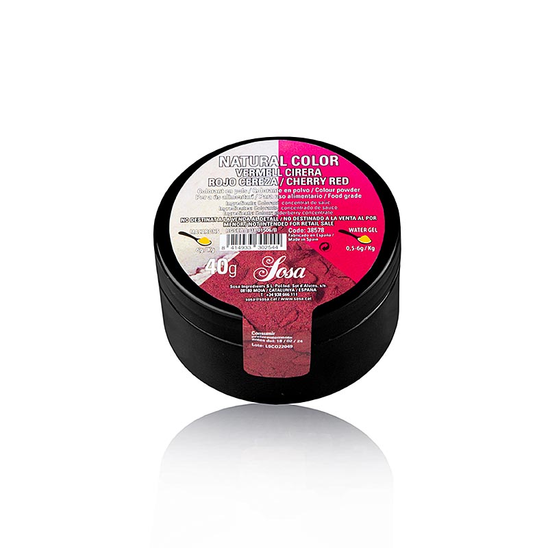 Sosa naturlig fødevarefarve kirsebærrød, pulver (38578), 40 g